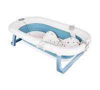 Baignoire Bebe avec Thermometre Digital, Baignoire Bebe Pliable avec Prise Pommeau de Douche, Coussin Support, Ergonomique et Peu Encombrante, Convient Aux Bébés de 0 à 24 Mois (bleu)