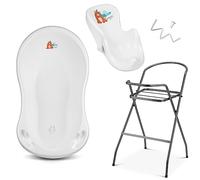 Baignoire Bébé Haute Complète Égouttage, Siège Amovible, Support Sécurité