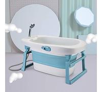 Baignoire Bébé Pliable, 3en1Baignoire Bebe Pliable Coussin, La Baignoire Enfant Convient aux Nouveau Nés aux Tout Petits,Plier pour économiser de l'espace, tapis antidérapant (85.3*55.5*43.7cm,bleu)