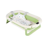 Baignoire Bébé Pliable avec Coussin Confort - Baignoire Nouveau-Né Antidérapante Ergonomique, Bassine Compacte pour Bain Sécurisé 0-36 Mois（Vert）