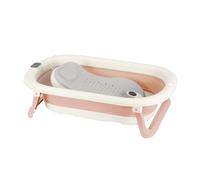 Baignoire Bébé Pliable avec Support Réglable - Bassine Nouveau-Né Pliable Antidérapante avec Thermomètre, Utilisation Facile à la Maison ou en Voyage（Rose）