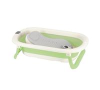 Baignoire Bébé Pliable avec Support Réglable - Bassine Nouveau-Né Pliable Antidérapante avec Thermomètre, Utilisation Facile à la Maison ou en Voyage（Vert）