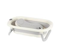 Baignoire Bébé Pliable avec Support Réglable - Bassine Nouveau-Né Pliable Antidérapante avec Thermomètre, Utilisation Facile à la Maison ou en Voyage（Gris）