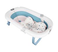 Baignoire Bebe Pliable avec Thermometre Digital, Baignoire Bebe avec Coussin Baignoire Bebe avec Prise Pommeau de Douche, Ergonomique et Peu Encombrante, 0 à 24 Mois (Bleu- 80 * 50 * 23cm)