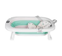 Baignoire Bebe Pliable avec Thermometre Digital, Baignoire Bebe avec Coussin, Prise Pommeau de Douche, Ergonomique et Peu Encombrante, 0 à 24 Mois (Vert- 80 * 50 * 23cm)