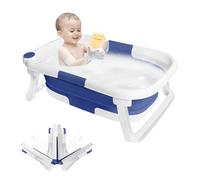 Baignoire Bebe Pliable avec Thermometre Digital, Baignoire bébé de grande capacité,matériau PP,Portable pour la maison et les voyages,Confortable à utiliser,L80cm x L50cm x H23cm (Bleu, Style C 03)
