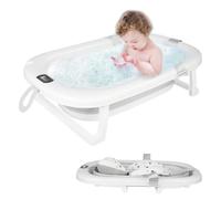 Baignoire Bebe Pliable avec Thermometre Digital, Baignoire bébé de grande capacité,matériau PP,Portable pour la maison et les voyages,Confortable à utiliser,L80cm x L50cm x H23cm (Gris, Style A 02)