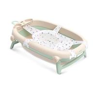 Baignoire Bébé Pliable avec Thermomètre Intégré et Insert Réglable - Légère, Portable, avec Étagère pour les Produits de Bain et Bouchon de Vidange, Pieds Antidérapants, Convient dès 0 Mois