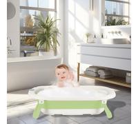 Baignoire Bébé Pliable, Bain thermal pour bébé, Baignoire Bebe Pliable Coussin, La Baignoire Enfant Convient aux Nouveau Nés aux Tout Petits, Avec étagère de bain,43 * 71 * 18.5cm- Vert
