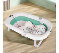 Baignoire Bébé Pliable Evolutive - XUANYU - Avec Coussin de bain avec Thermomètre - Vert - 76*45*18 cm