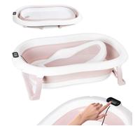 Baignoire bébé pliable Moovkee 80 cm - Rose (0-36 mois) avec thermomètre LCD et insert de bain ergonomique