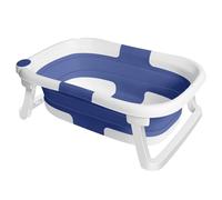 Baignoire Bébé Pliable Non-slip pour 0 à 2 Ans, Drainage Rapide, 63 X 43 X 20 cm (Bleu)