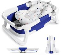 Baignoire Bebe Pliable Pour Bébé, avec thermomètre pieds antidérapants,Portative Pour petits Bébés se Baignant, avec Coussin pour Nouveau-né Enfants