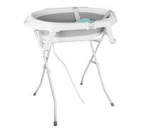 Baignoire Bébé Pliable Sur Pied -Grande Baignoire xxl Avec Support Thermomètre - Siège Et Kit De Drainage Bassine Bébé- Idéale Pour La Douche De La Naissance À 3 Ans,Gris