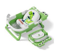 Baignoire bébé pliable - Thermomètre et coussin inclus - DINO - Green | SUPERBE BEBE