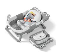 Baignoire bébé pliable - Thermomètre et coussin inclus - DINO - Grey | SUPERBE BEBE