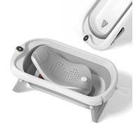 Baignoire bébé pliable - Thermomètre et transat inclus - LEAF - Grey | SUPERBE BEBE