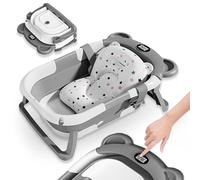 Baignoire Bébé Pliable XXL Avec Coussin De Bain Bebe Et Thermomètre Intégré - Baignoire Enfant Avec Siege De Bain Pour Bebe - baignoire Bebe Sur Pied - Idéal Pour Cadeau De Naissance Fille Ou Garçon