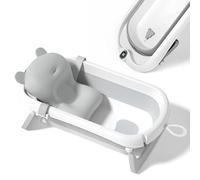 Baignoire Bébé Pliable avec Coussin de Bain et Thermomètre Intégré - Baignoire Enfant avec Support Baignoire Offert - Idéal pour Cadeau de Naissance Fille ou Garçon