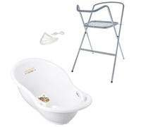 Baignoire bébé thermomètre Blanc Biche 86 cm + Pied + Tuyau Blanc G