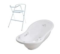 Baignoire bébé thermomètre Blanc Owls 86 cm + Pied Blanc, Blanc G