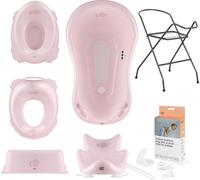 Baignoire bébé, siège, support, tabouret, pot, siège de toilette, évacuation - Rose