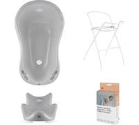 Baignoire bébé, siège, support, vidage - Gris