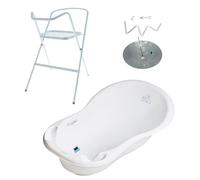 Baignoire bébé thermomètre Blanc Lapin 86 cm + Pied + Tuyau Blanc, Blanc G
