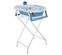 Baignoire Bébé Thermosensible avec Support, Lot Complet avec Coussin de Bain et Bonnet de Lavage, Sécurisé Confortable pour Nouveau-Né (Bleu)