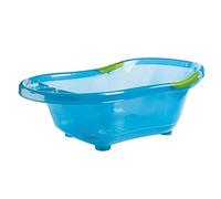 BAIGNOIRE bleue translucide avec bouchon de vidange et poignées antidérapantes