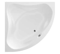 Baignoire d'angle 140 x 140 cm, blanche, acrylique, design moderne, trempage de table, facile à installer, parfaite pour les petites salles de bains