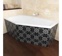 Baignoire d'angle 140x80 droite avec revêtement en polystyrène, écoulement & pieds S | Set complet 4en1 baignoire originale acrylique siphon | BADLAND MARIKA