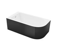 Baignoire d'angle - 170 x 75 x 58 cm - Noir brillant - Angle gauche - 240 L - ANIKA