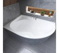 Baignoire d'angle 170x110 gauche avec revêtement en polystyrène, écoulement & pieds S | Set complet 4en1 baignoire originale acrylique siphon | BADLAND DORA