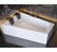 Baignoire d'angle 180x125 gauche avec tablier acrylique, bonde & pieds S | Set complet 4en1 baignoire originale acrylique siphon | BADLAND INTIMA