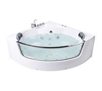 Baignoire d'angle à remous avec LED TAMULA 148 x 66 cm Blanc