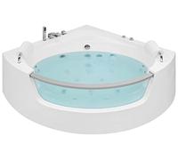 Baignoire d'Angle Acrylique hydromassage Jets Appui-Tête 136 cm Blanche Mangle