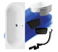 Baignoire d'angle AVITA 170x75 droite + habillage polystyrène + appui-tête KODI