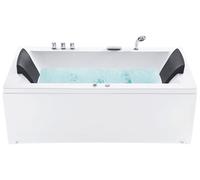Baignoire d'Angle Gauche Balnéo Blanche Rectangulaire 2 places avec Leds Varader