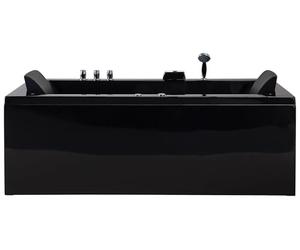 Baignoire d'Angle Gauche Balnéo Noire Rectangulaire 2 places avec Leds Varadero