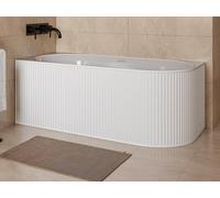 Baignoire d'angle striée - 215L - 150 x 75 x 58 cm - Blanc mat - Acrylique - Angle gauche - BARBORI