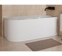 Baignoire d'angle striée - 290L - 170 x 80 x 60 cm - Blanc mat - Acrylique - Angle droit - BARBORI