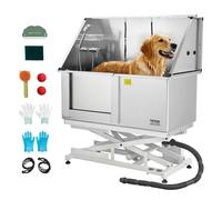 VEVOR Baignoire de Chien Acier Inoxydable, Baignoire de Toilettage Électrique pour Animaux de Compagnie 127 cm Station de Lavage Chat, avec Panneau Filtre Eau, Robinet, Pommeau de Douche, Porte Gauche