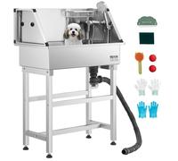 Baignoire de Chien Acier Inoxydable-VEVOR-Baignoire de Toilettage pour Animaux de Compagnie 87 cm Station de Lavage Chat