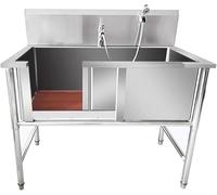 Baignoire de Toilettage, Baignoire pour Chien INOX,Baignoire de Toilettage Professionnelle,Baignoire Toilettage en Acier Inoxydable Chien（100 * 60 * 90cm）