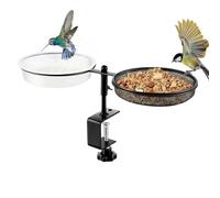 Baignoire d'oiseaux avec Mangeoire | Station d'alimentation des Bain À Oiseaux À L'extérieur, Dispose d'une 'Animaux Réglables, Serrage De Bol À Eau pour Cour De Jardin De Jardin Piliers en Terrasse