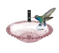 Baignoire d'oiseaux, bain d'oiseaux en plein air - 9 pouces de bol de bain d'oiseau de jardin monté arbre - Bassin d'alimentation en eau de gueule transparente, statue en forme de pour colibri, perroq