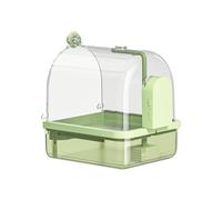Baignoire d'oiseaux - boîte de Bain d'oiseaux | Cage d'oiseau de Baignoire Suspendue | Baignoire de perchoir Automatique | Douche pour Finches Budgerigars Blanc Skylarks et Petits Oiseaux Playg