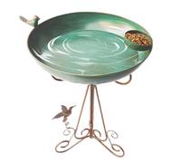 Baignoire d'oiseaux - Bol d'alimentation À Colibris avec Support | Station d'eau Sparrow | Plat De De Petit Volaille | Raptor en Métal À L'épreuve des Intempéries pour La Pelouse Extérieure Pat