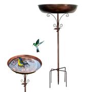 Baignoire d'oiseaux en métal - Bol de Bain d'oiseaaux forestres Birdfeeder à pelouse réglable en Hauteur | Bath d'oisseaux Vintage pour Le décor de pelouse de Jardin de Jardin en Plein air